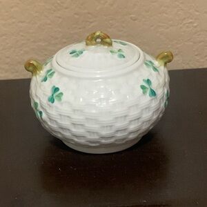Belleek Shamrock Sugar Bowl